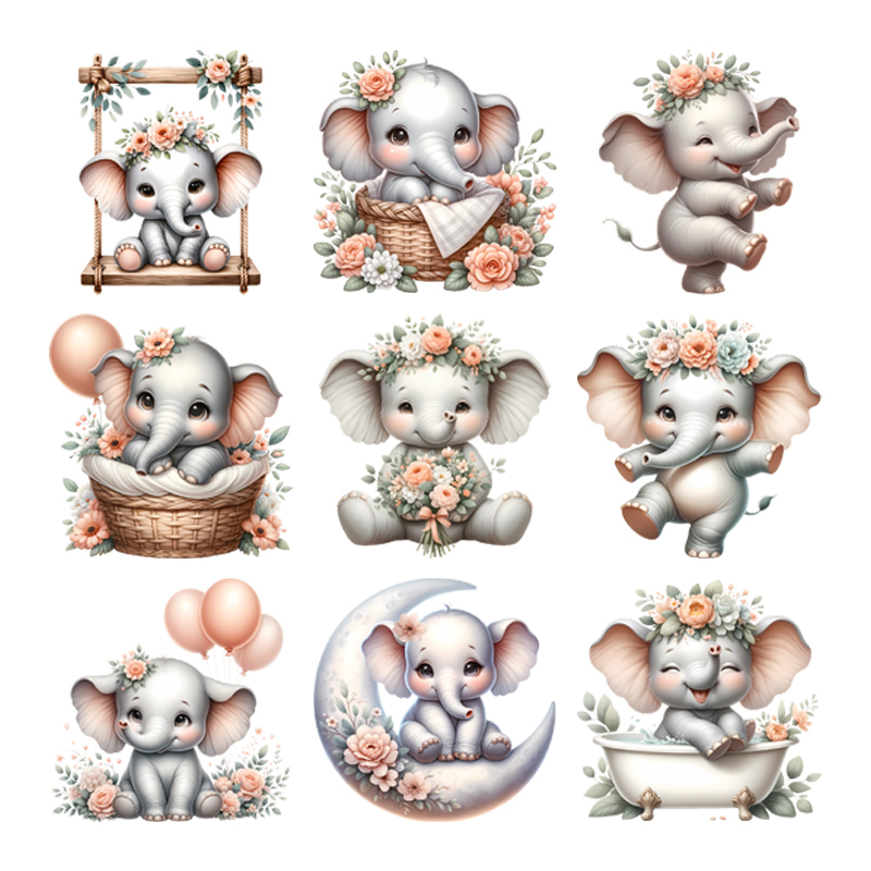 Baby Clothing Elephant - Karikatür Demir Transferi Etiket, çay fincanı