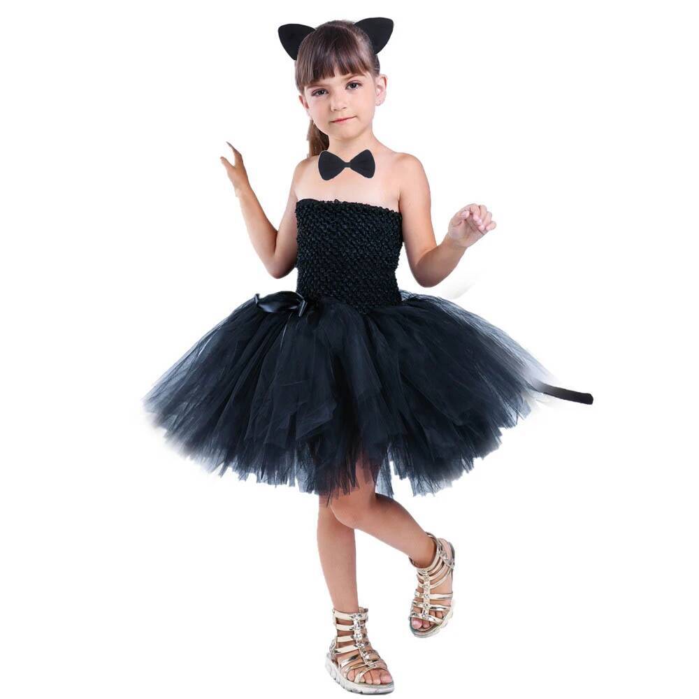 Baby Clothing Girls - Sevimli Siyah Kedi Tutu Elbise Bebek
